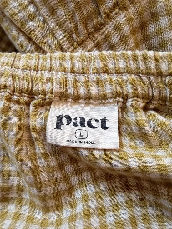 PACT Chartreuse Gingham Tiered Maxi Skirt - Picture 2 of 3